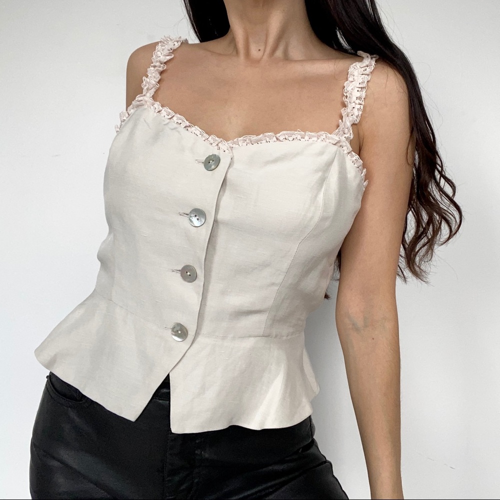 Aritzia Le Fou button down peplum blouse size 0 - Picture 3 of 7